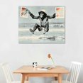 thumbnail image 2 of Orinice Funny Monkey Framed Wall Art in Bathtub,Black and White Canvas Monkey Wall Art Prints Farmhouse Bathroom Decor,Humor Animals Bathroom Painting Canvas Rustic Style Artwork 16x12in, 2 of 6