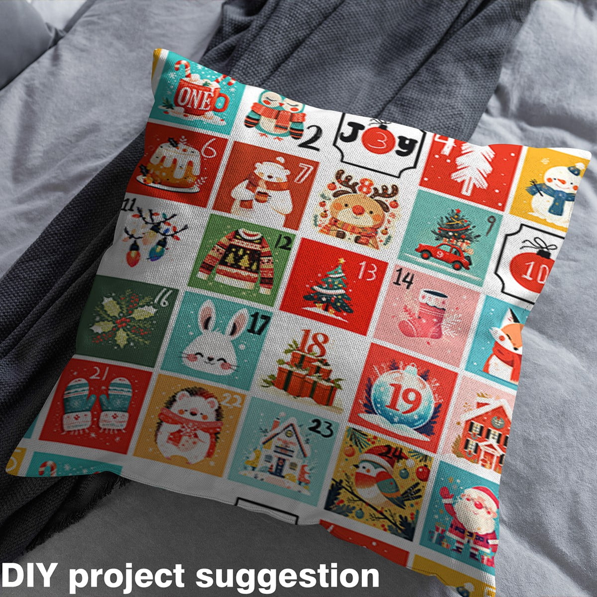 Castle Fairy Merry Christmas Fabric by the Yard 5 Yards,Geometric Plaid Fabric for Sewing,Rabbit Bear Deer Home Decor Fabric by the Yard,Luxury Bedroom Decor