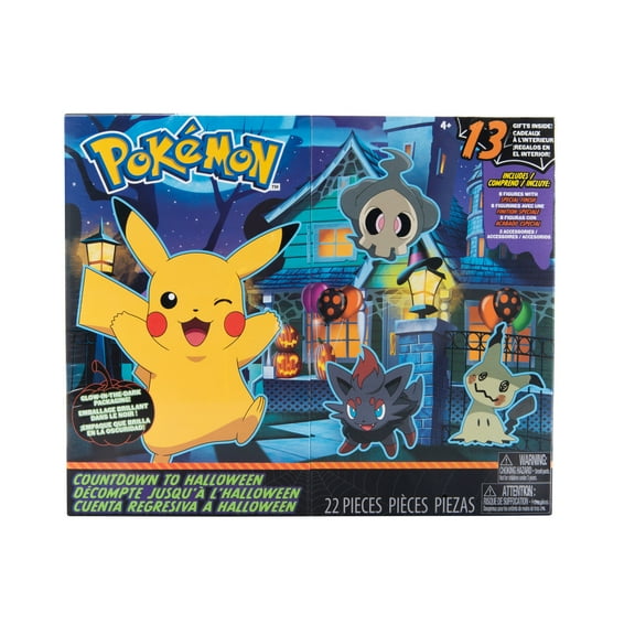 Pokémon 13 Day Halloween Calendar - Features Eight 2 inch Battle Figures with Special Finish and Five Unique Accessories (2022)