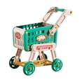 thumbnail image 1 of tamizeot Chariot de Courses pour Enfants Jouets Supermarché Épicerie Jeu d'Imitation Rangement Apprentissage Compétences Rôle Fruit Jouet Dessert Vert 46.5x26x51cm, 1 of 6