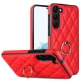 thumbnail image 1 of SaniMore for Samsung Galaxy S23 Plus 6.6" 2023 Case, PU Leather Case with Luxury Fashion Lattice for Girls Women 360°Rotating Metal Ring/Kickstand Shockproof Durable Case For Galaxy S23 Plus, Red, 1 of 8