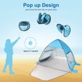 thumbnail image 5 of TOBTOS Tienda de campaña de playa emergente UPF 50+, sombrilla de playa, refugio solar automático para 2-3 personas, protección UV, sombrilla portátil, cabaña con dosel para bebé de fácil instalación,, 5 of 5