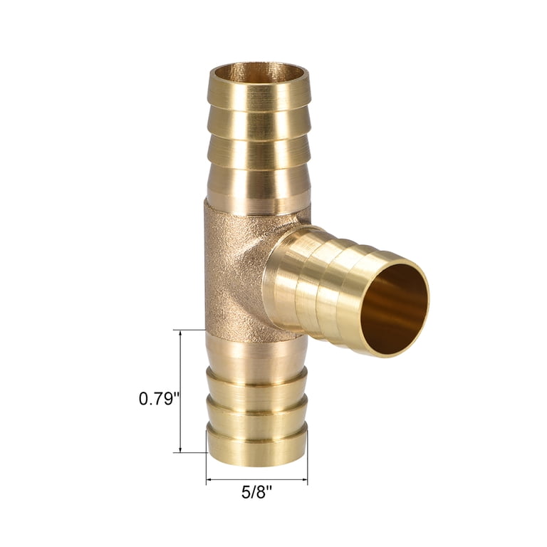 Uxcell Brass Y-Shaped 3-Way Barb Fitting - 16mm (5/8") ID Barb Tee For Air, Water, Fuel Hose, 2pcs