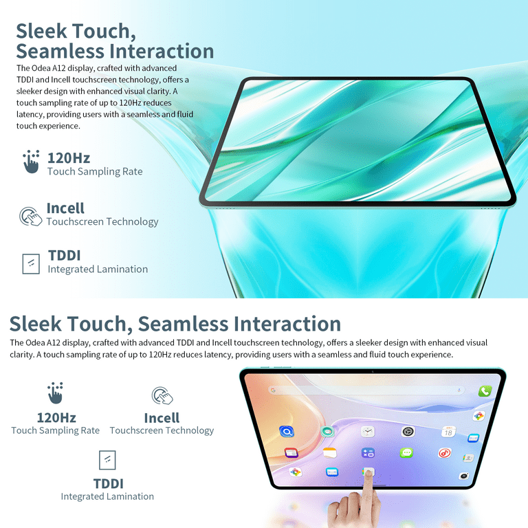 ODEA 12 inch Tablet Android 2K 2000x1200 Display, A12 Android 14