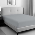 thumbnail image 4 of Color Sense 100% Cotton Percale Single Fitted Bedsheet Cool & Crisp Queen Light Gray, 4 of 14