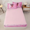 thumbnail image 4 of Castle Fairy Shiny Pink Princess Zipper Full Size Comforter Sets with Fitted Sheet and 2 Pillowcases,Dazzling Starry Backdrop Zipper Bedding Set,Rose Magenta White,4pcs, 4 of 6