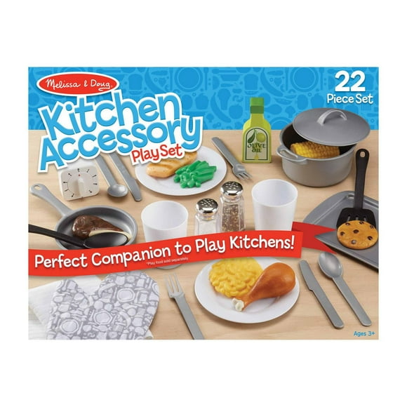 Melissa & Doug 22-Piece Play Kitchen Accessories Set - Utensils, Pot, Pans, and More