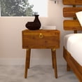 thumbnail image 2 of BME 2 Pieces Caramel Mid-Century Collection, Dalen Queen Wooden Bed Frame and Nightstand, Adjustable Headboard, 2 of 2