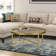 Evelyn&Zoe Contemporary Round Coffee Table with Glass Top