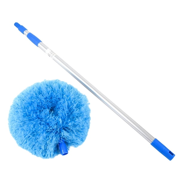 Plumero de microfibra para techos altos, plumero largo y extensible para el hogar. Telescópico azul