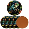 thumbnail image 2 of Frog 6Pcs Round Microfiber Leather Car Coasters, 11x11 cm/4.3x4.3 in, Cup Holder Mats for Car, Truck, SUV - Black, Durable and Absorbent Car Accessories, 2 of 6