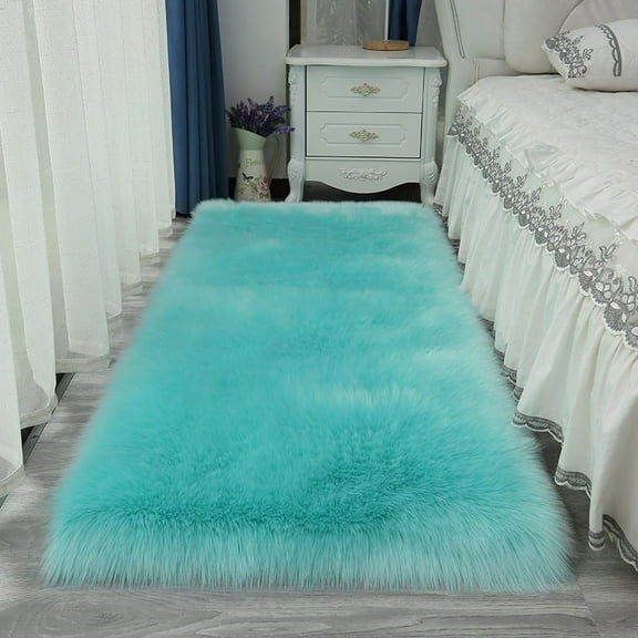 ERDOUY Solid Color Plush Table Runner,Faux Sheepskin Decorative Shaggy Dresser Scarf,Not-Slip Desk Pad,Luxury False Fur Dresser Tablecloth-Baby blue 40x40cm(15.75x15.75inch)