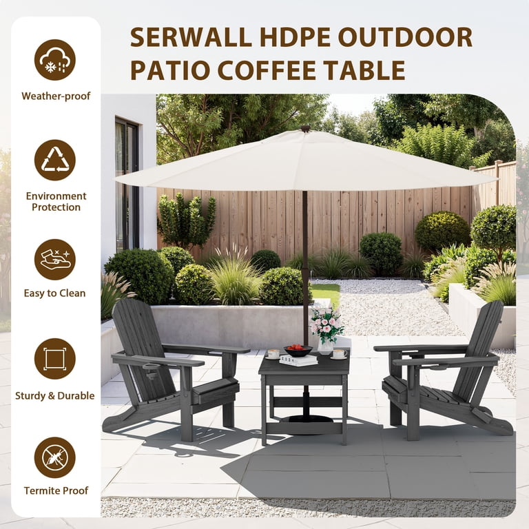 Serwall Outdoor Rectangle Coffee Table With Umbrella Hole photo 4