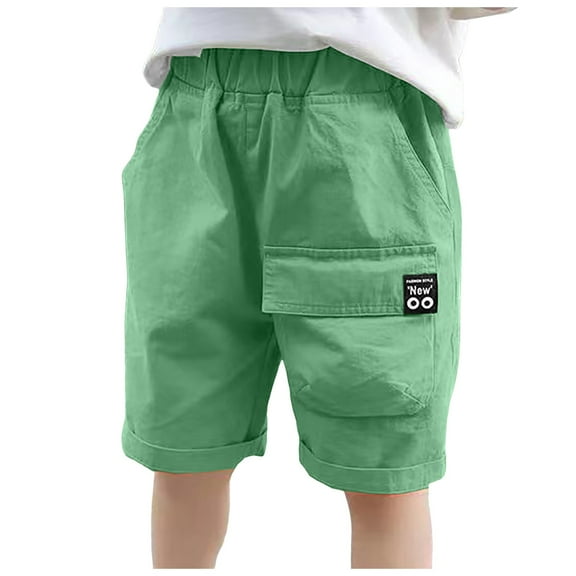 Pimfylm Boys Athletic Shorts Toddler Boys Summer Cotton Shorts with Pocket, Baby Pull-On Casual Active Jogger Shorts Green,Size for 6-7 Years