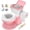 Pink, variant on Babybond 2-in-1 Toddler Potty Training Toilet, with toilet paper holder and storage shelf, featuring flushing sound, suitable for 1-3 year old toddlers, white.