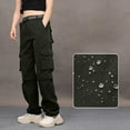 thumbnail image 5 of FYDUU Women's Casual Cargo Pants Solid Color High Waisted Straight Leg Trousers Relaxed Fit Hiking Pants Daily Wear Fall Bottoms Pants Athletic Pants, 5 of 7