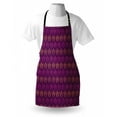 thumbnail image 4 of Dark Purple Apron, Geometric Tulips Illustrations in Hatched Stripes Style, Unisex Kitchen Bib with Adjustable Neck for Cooking Gardening, Adult Size, Magenta Persian Orange, by Ambesonne, 4 of 4