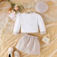 thumbnail image 4 of LRen Toddler Girl Skirts Outfit Ribbed Long Sleeve Tops Plaid Skirt Beret Baby Fall Winter Clothes,18-24 Months,Z4-Khaki, 4 of 7
