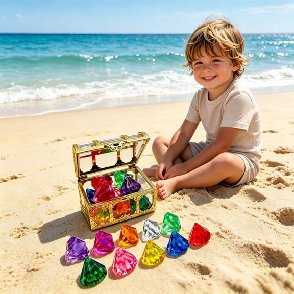 10pcs Diamond Set With Treasure Pirate Box Diving Pool Toy Underwater Swimming Toy For Kids