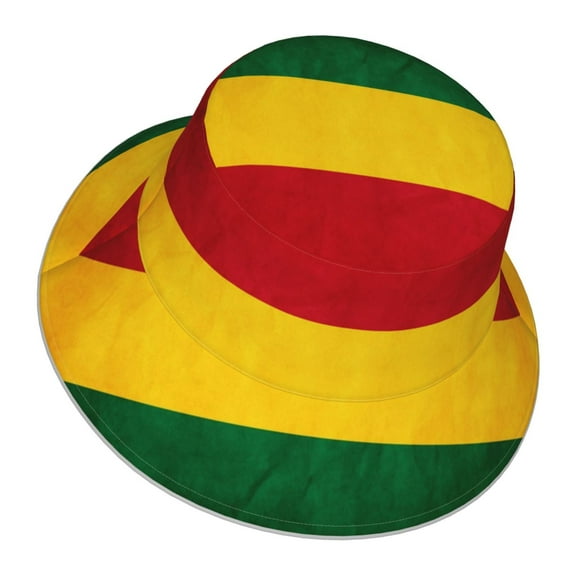 Retro Reggae-Rastafarian Flag Bucket Hat With Reflective Stripe For Men Women Reversible Outdoor Travel Hiking Beach Caps
