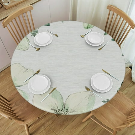 

Patifu Flowers Leaves Wreath Round Tablecloth Waterproof and Washable for Home Kitchen Outdoor Decoration 46 -50