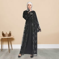 Womens Hollow Out Sequin Cardigan Loose Long Cardigan Abaya Arab Kaftan Cardigan
