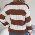 thumbnail image 4 of Lovskoo Sweaters for Women V Neck Lapel Collar Contrast Colors Knit Loose and Comfortable Long Sleeve Sweaters Coffee, 4 of 5