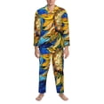 thumbnail image 3 of Haiem vintage Starry Sunflower Pattern Men’s Long-sleeve Sleepwear,Sleepwear Set,2-piece Loungewear Set,Soft PJs Comfy Nightwear with Pockets-X-Large, 3 of 7