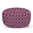 thumbnail image 1 of Abstract Pouf Cover with Zipper, Geometric Quirky Circles Forming Odd Symmetric Fractal Flower Petals, Soft Decorative Fabric Unstuffed Case, 30" W X 17.3" L, Plum Dark Fuchsia Peach, by Ambesonne, 1 of 5