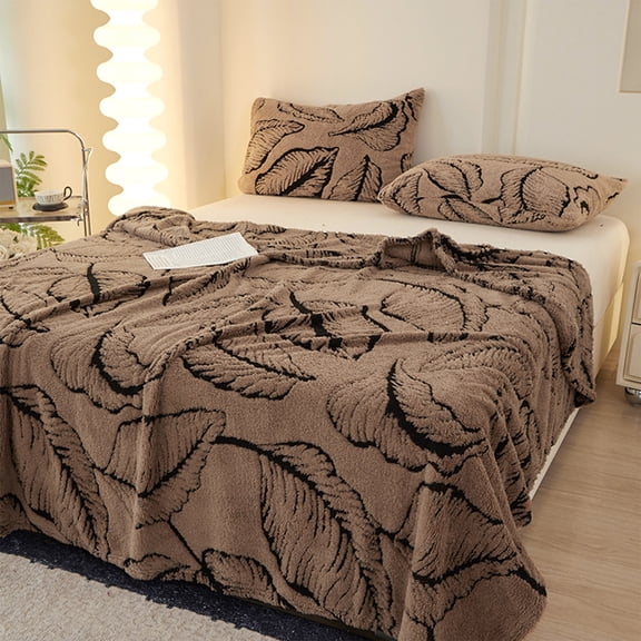 Rirozkan Throw Blanket, Banana Leaf Print Blanket, 35x59 Inch Soft and Warm Fleece Blanket, Thickened Plush Blanket for Naps, Sofa, Bedroom and Relaxation, Brown