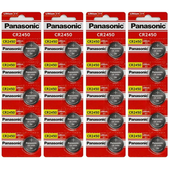 Panasonic CR2450 3 Volt Lihium Coin Cell Battery - 20 Batteries