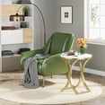 thumbnail image 2 of Finmind White Gold Side Table Small C End Table Modern Round Coffee Table Accent Table Bedside Table Round Nightstand with Gold Metal Frame and Faux Marble Veneer Engineered Wood for Living Room, 2 of 7