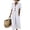 White, variant on Women's Summer V Neck Midi Dress with Pockets, Casual Ruffle Short Sleeve Cotton Linen Texture Dress, Large Button Decor Sundress