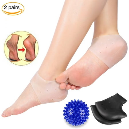 Gel Heel Protectors Moisturizing Socks - Yosoo Heel Pain Relief Protectors 2 Pairs Heel Cups Plantar Fasciitis Inserts Gel Heel Pads Cushion Great for Men and Women(Foot Massage Ball