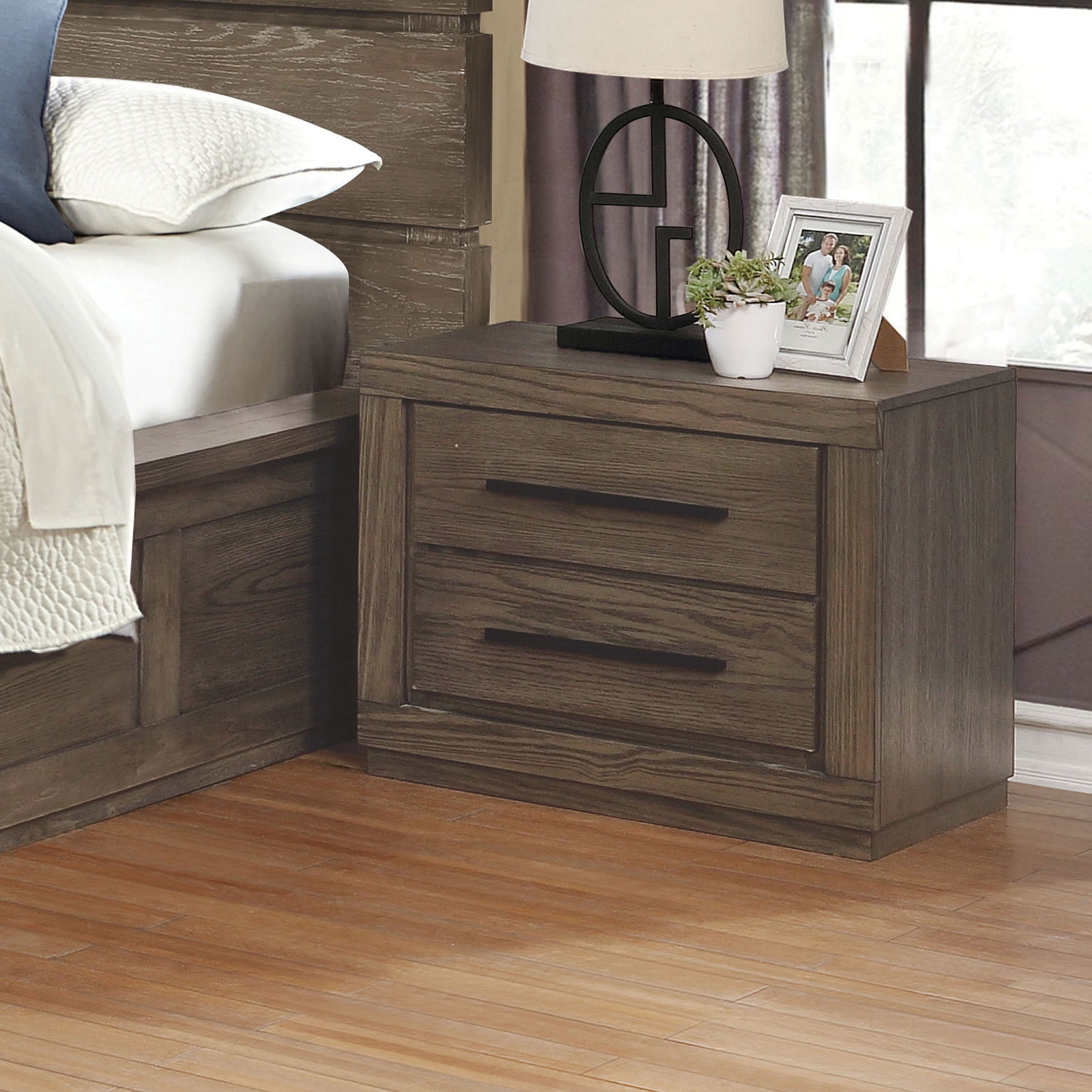 Furniture Of America Pristen Nightstand With 2 Drawer Weathered Warm Gray Walmart Com Walmart Com