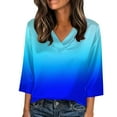 thumbnail image 3 of Bvxeep Women's Fashionable Casual Loose Summer 3/4 Sleevev-neck Gradient Printed Pullover Top, 3 of 6