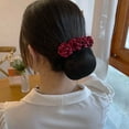 thumbnail image 6 of Vintage Trendy Classic Crochet Bun Net Mother's Day Gift Gift For Mom Mesh Flower Hair Accessories Nurses Korean Style Headdress Rose Spring Clip Flower Bun Net Snood Women Hairpin NAVY BLUE ROUGH NET, 6 of 8