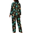 thumbnail image 5 of Kuiaobaty Cactus Geometric Print Women's Pajamas Set Pajamas Set Soft Long Sleeves Tops Button Down T-Shirts with Full Length Pants Casual Soft Home Sleepwear Nightgown White, L, 5 of 7