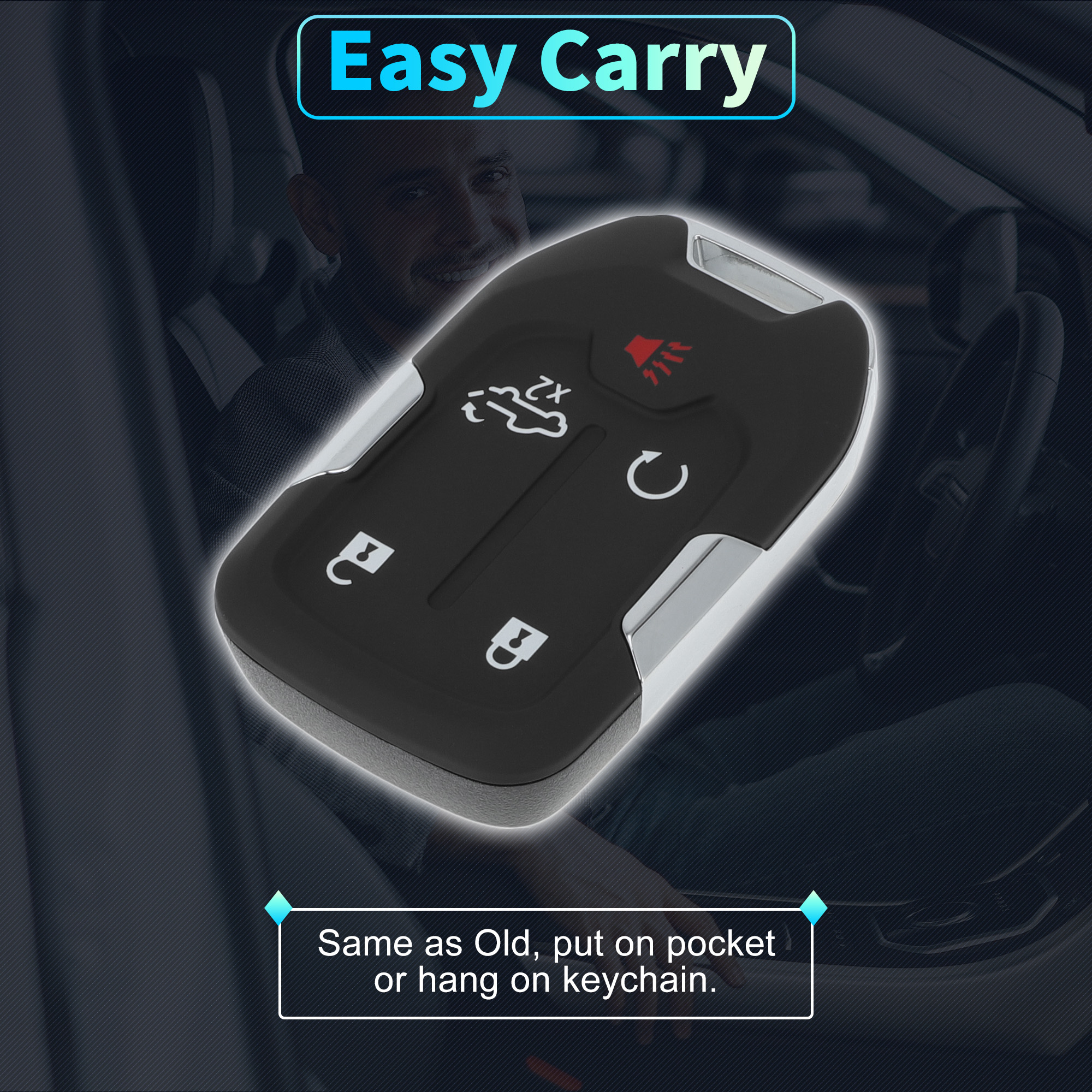 HYQ1ES 433 MHz Replacement Keyless Entry Remote Smart Key Fob for Chevrolet Silverado for GMC Sierra 1500 2500 3500 HD 2019 2020 2021 2023 13522904 13522854 5 Buttons