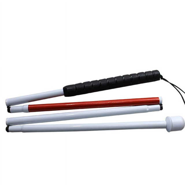 Bastón blanco, bastón ciego, bastón plegable de aleación de aluminio de 4 secciones de 127 cm, para personas ciegas JM