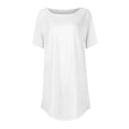 thumbnail image 4 of Seductiva Women Long Sleeve Tops Shirts Women Women's Pure Color Fashionable Casual Round Neck Short Sleeve Top Casual Collared Blouses Loose Fit Women Shirts Summer, 4 of 5