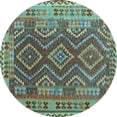 thumbnail image 1 of Ahgly Company Indoor Round Oriental Light Blue Traditional Area Rugs, 5' Round, 1 of 4