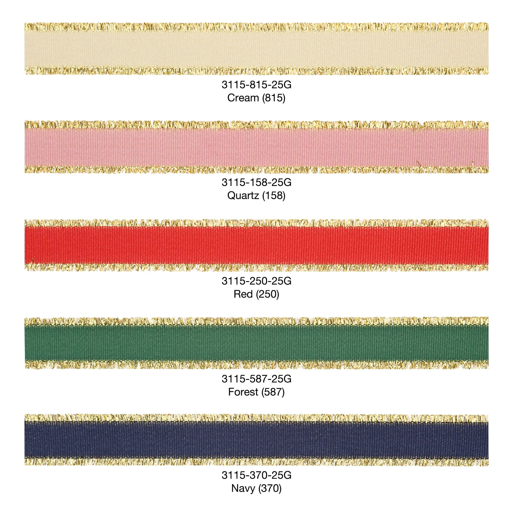 LaRibbons 1" Textured Grosgrain Ribbon | Gold Metallic Fringe Quartz | 25 Yard Roll