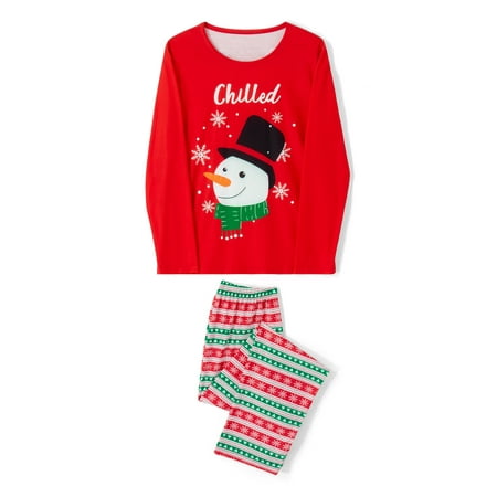 

Ma&Baby Family Matching Christmas Pajamas Cartoon Snowman Print Tops with Snowflake Trousers Sleepwear Pjs