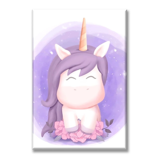 Cuadro Canva Tipo Galería Pixtreats Unicornio Acuarela 40X60 cm