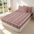 thumbnail image 2 of Manfei Vintage Grid Zipper Full Size Comforter Sets with Fitted Sheet and 2 Pillowcases,Modern Check Zipper Bedding Set,Pink Green,Pink Reversible,4pcs, 2 of 8
