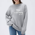 thumbnail image 1 of HOZADOIE Pulls pour Femmes Imprimé Lettre Couleur Unie Manches Longues Col Rond Polyvalent Ample Simple Confortable Chandail Automne Hiver Style, 1 of 6