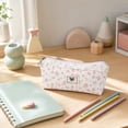 thumbnail image 2 of Floral Makeup Brush Cosmetic Bag for Women, Small Flower Pencil Pouch, Flowers Toiletry Organizer Case Kawaii Makeup Cosmetic Travel Cloth Pouch (Pink Floral, 4.7''x8.6''), 2 of 7