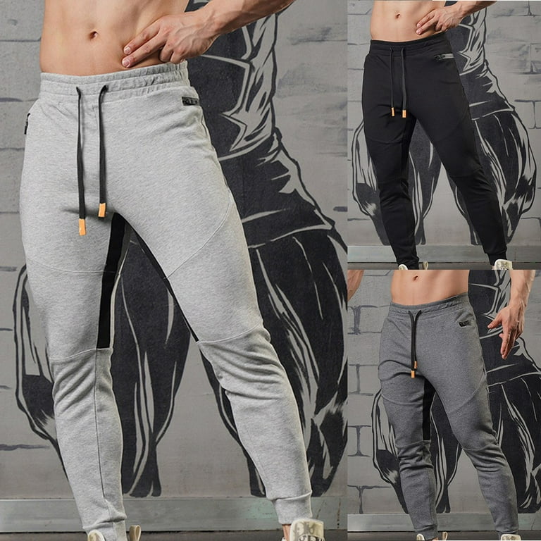 ALSLIAO Men Skinny Sweatpants Fit Sports Trousers Bottoms Slim Gym Workout  Joggers Pants Light Grey XXXL