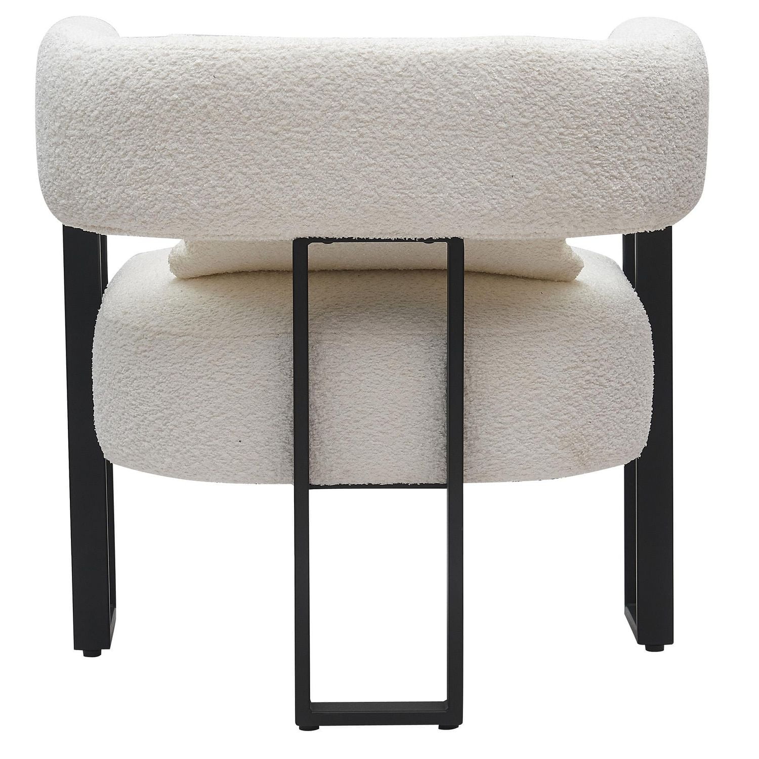 Contemporary Boucle Fabric Accent Chair - Ivory & Black